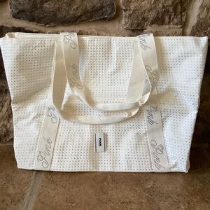 Pink Victoria Secret Overnight Tote Cream Rhinestone Jeweled NWT
